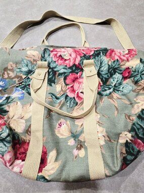 MAGGI B Women's Floral Print Fabric Tote Bag w/Double Handles - Size Large NWOT
